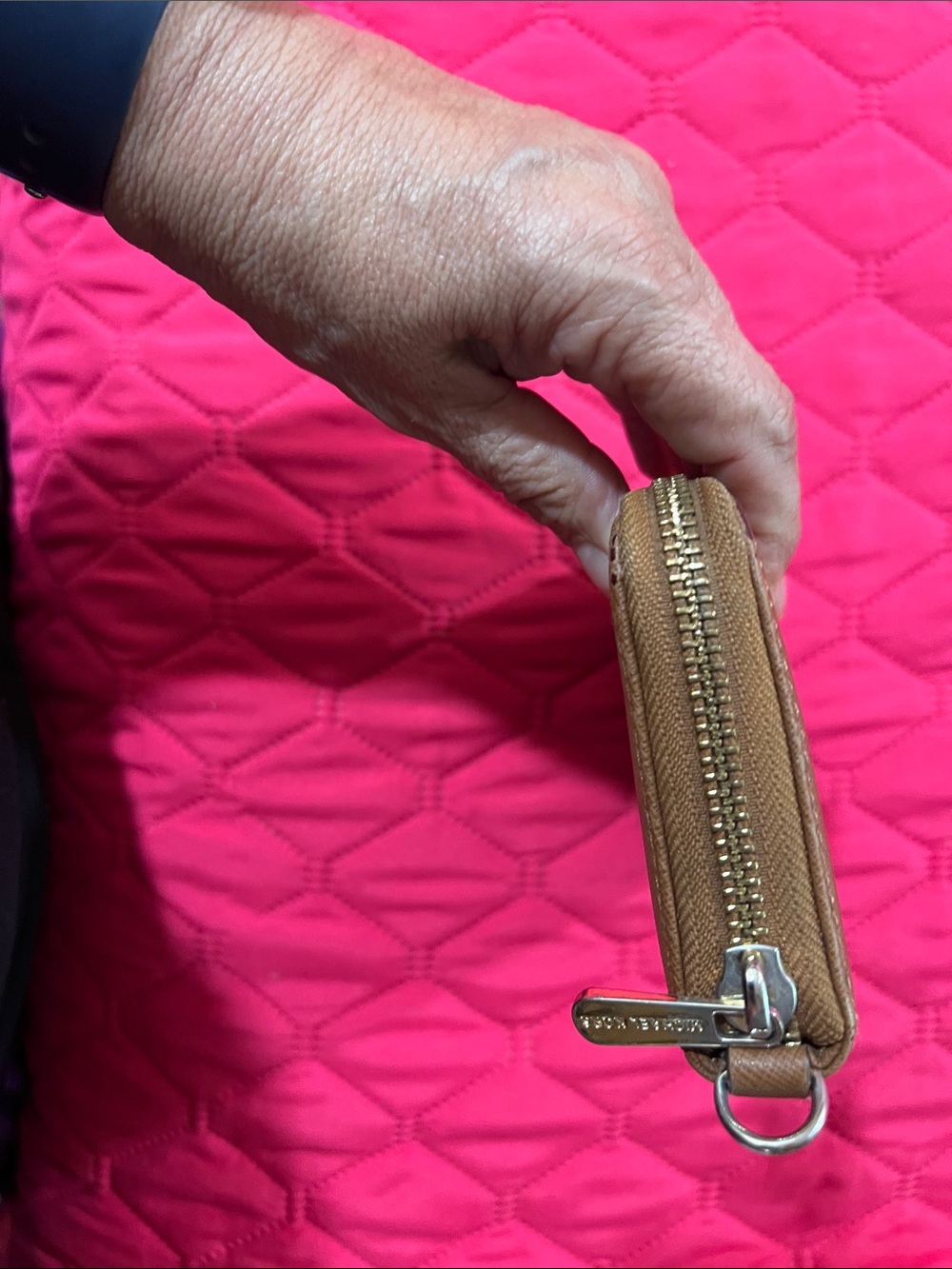 Michael Kors Tan Saffiano Zip Wallet with Gold Plate - Picture 10 of 11